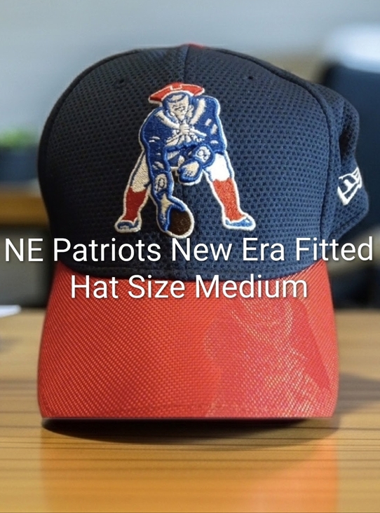 New Era Other - NE Patriots New Era Blue and Red Fitted Hat Size Medium